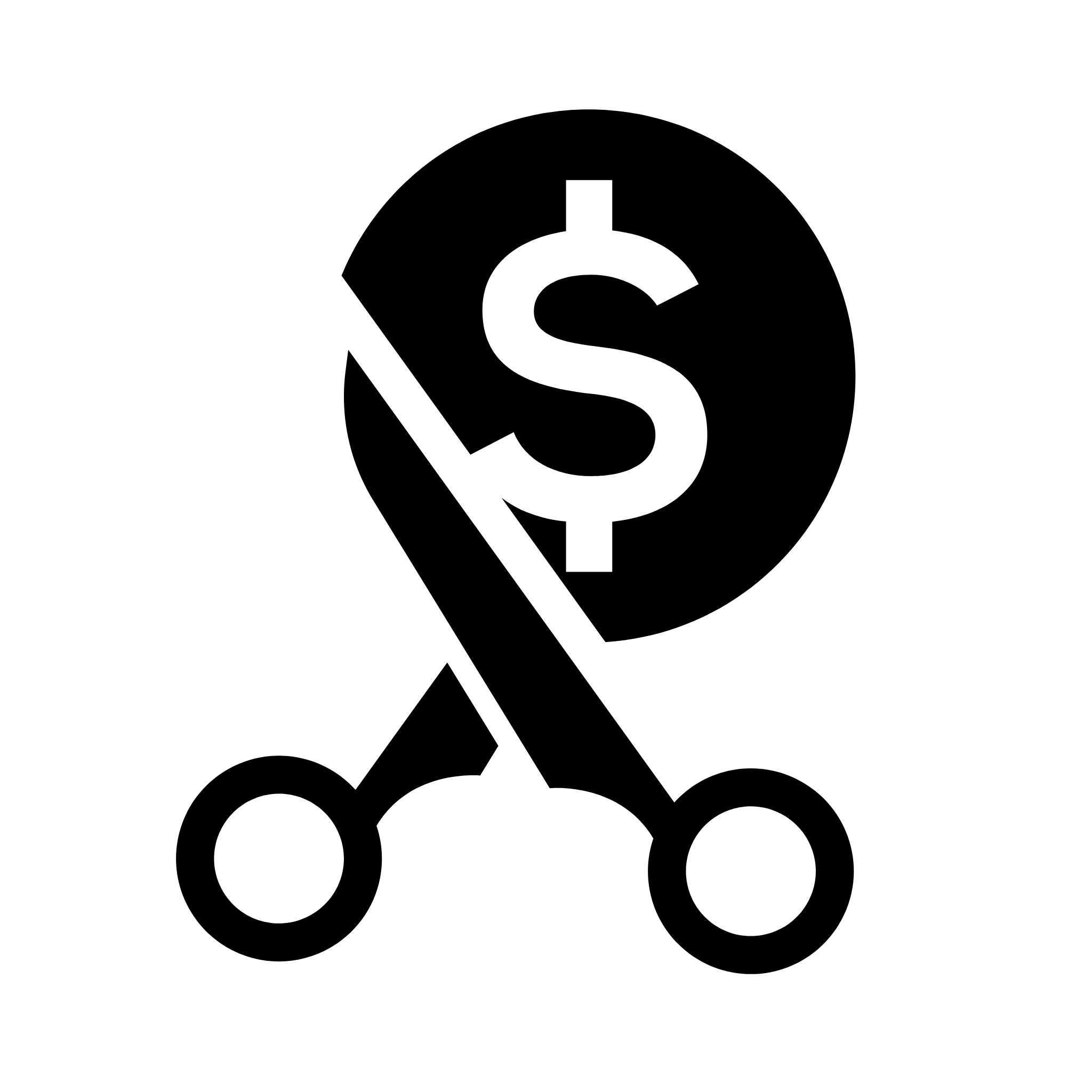 Cut Cost symbol with a scissor cutting the dollar sign on transperent background